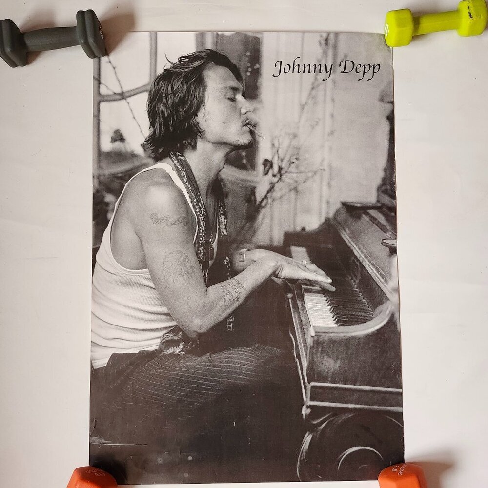 VINTAGE Johnny Depp at the Piano Poster Wall Poster Johnny Depp Tattoo